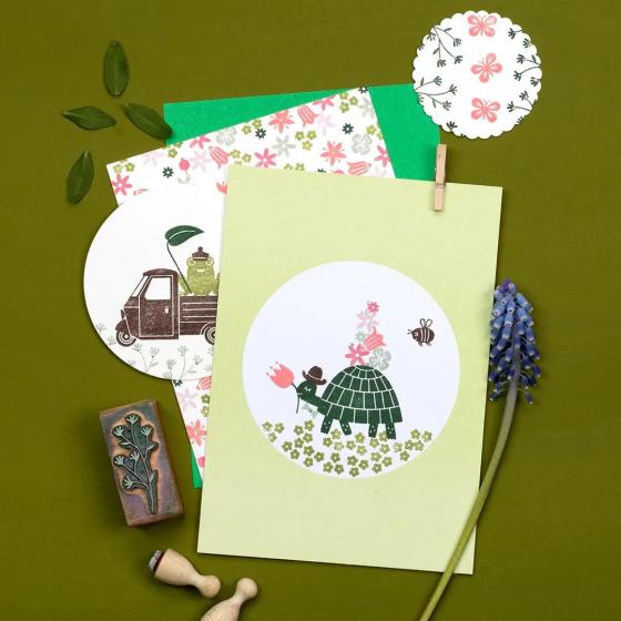 5x 5 Postcards | Dot Soft May green