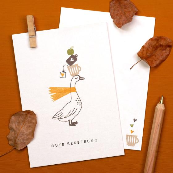 10 x Greeting card | Goose get well soon