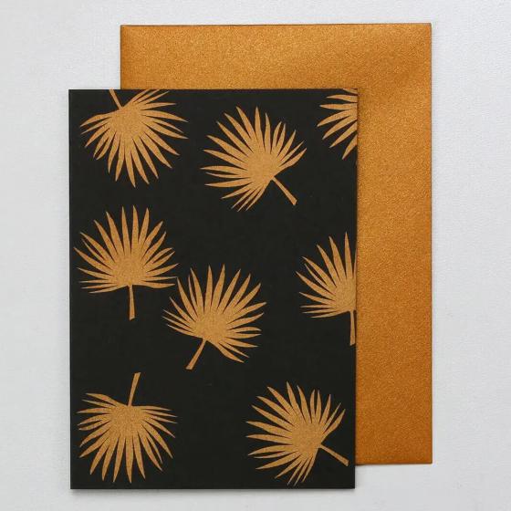 5x Card | Black & Gold Palm leaf