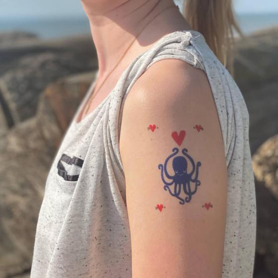 10x Tattoo | Verliebter Oktopus