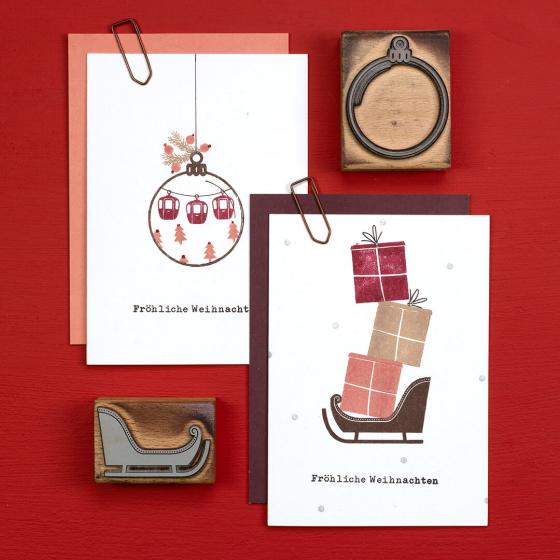 5x Stempel | Weihnachtsschlitten